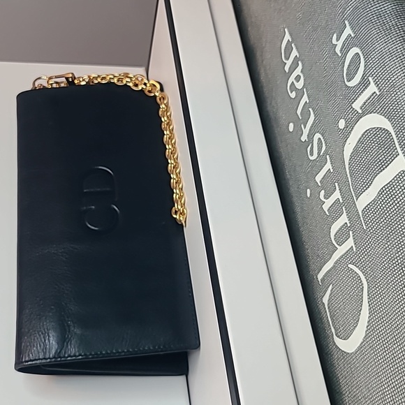 DIOR VINTAGE 90'S FOLIO CD MARK LONG WALLET NAVY LEATHER/RED INTERIOR/GOLD HRDWR - Picture 13 of 17